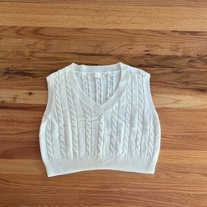 Altar'd State Cream Cable Knit Sleeveless Top